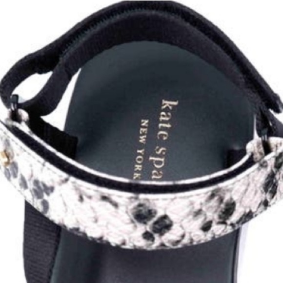 NEW Kate Spade Dotty Embossed Snakeskin Sandals in Black/White - Picture 14 of 16